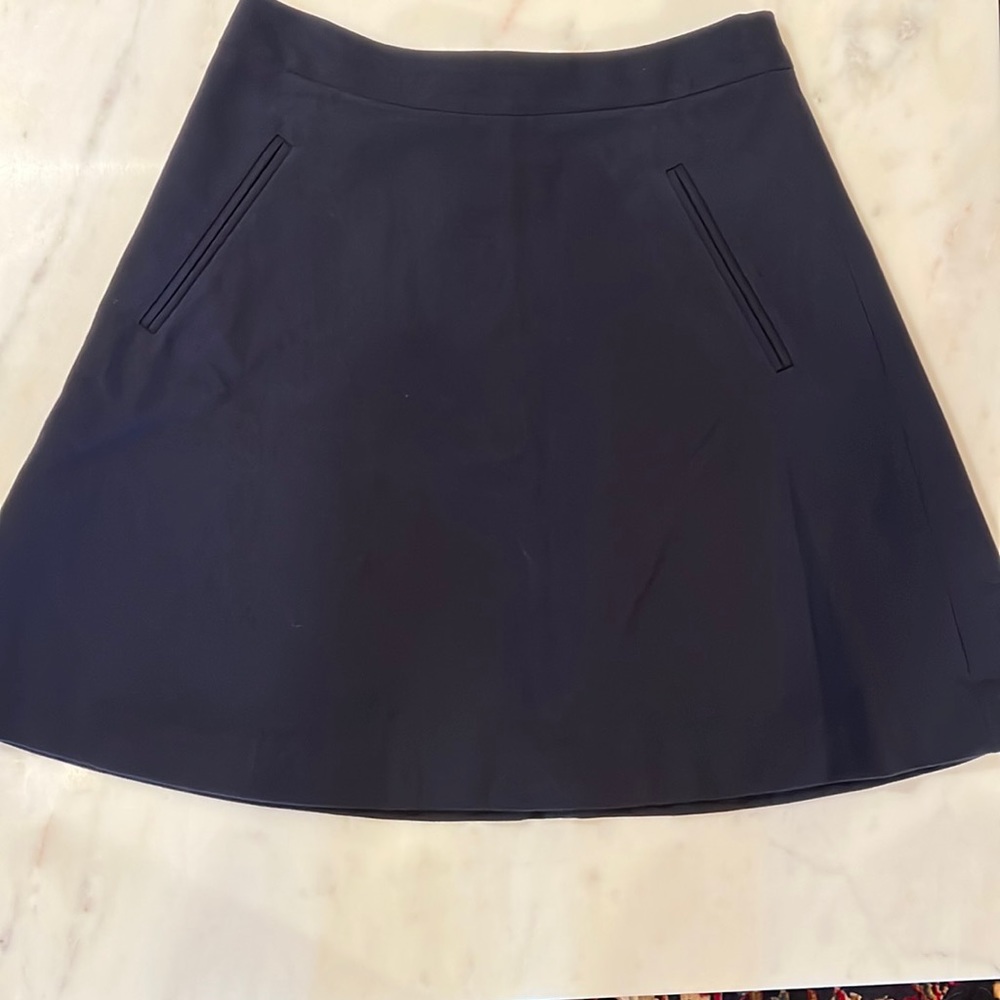 J. Crew Navy Wool Blend A-Line Skirt